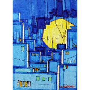 Salman Farooqi, 14 x 20 Inchc, Acrylic on Canvas, Cityscape Painting-AC-SF-092